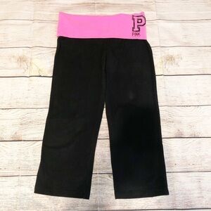 PINK By Victoria Secret Black and Pink Wide Leg Yoga Capris Size XS